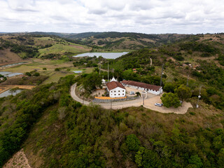 Aerial view of historic church complex in Bananeiras Paraiba Brazil