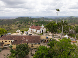 Aerial view of historic church complex in Bananeiras Paraiba Brazil