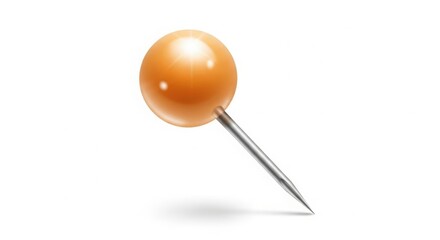 Shiny orange push pin object isolated on