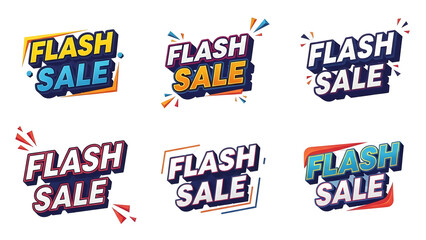 Dynamic flash sale badges collection for online marketing campaigns and special discount promotions promoting urgent limited time offers designed to attract customer attention quickly.