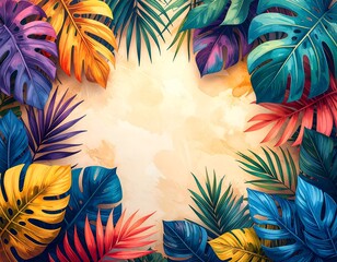 abstract colorful palm trees