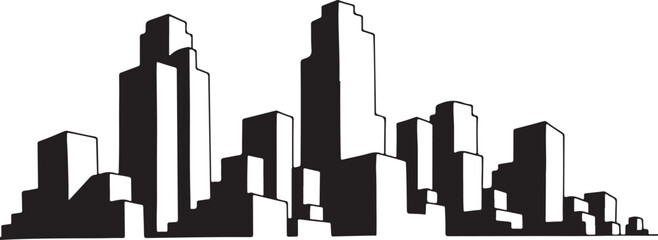 Naklejka premium Black and white city skyline illustration urban landscape