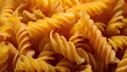 Close-up of golden fusilli pasta, a staple of Italian cuisine.