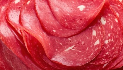 Close-up of Sliced Salami - A Culinary Delight with Rich Texture and Flavor.