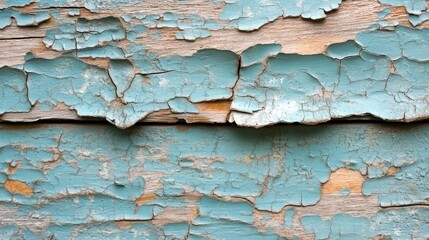 Peeling paint on weathered wooden planks