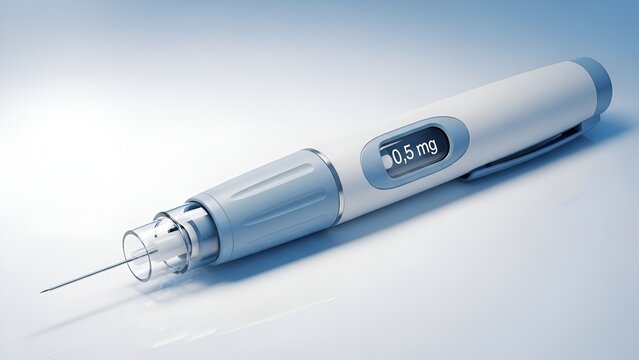 Insulin pen with needle for subcutaneous injection of medication, diabetes care
