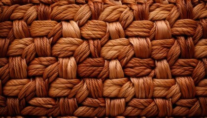 Close-up of intricately woven brown basket texture, showcasing natural patterns.