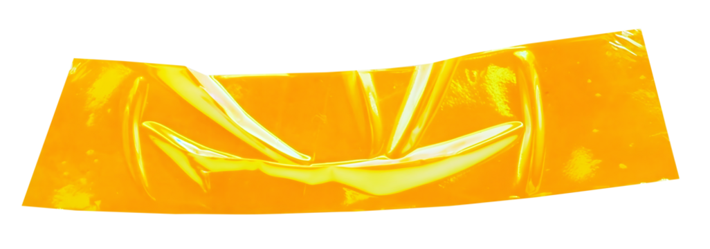 Crumpled torn pieces of yellow holographic tape, iridescent adhesive shiny masking tape, sticky torn neon metallic foil texture on transparent background, y2k design	
 - Powered by Adobe