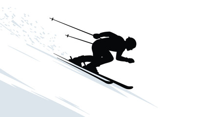Alpine skiing athlete vector icon for mountain resort branding
