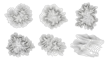 Abstract topographic contour maps with intricate wave patterns and organic shapes for artistic and © @_ greta