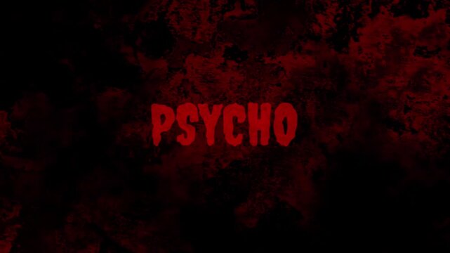 PSYCHO Horror Typography Animation with Red Bloody Glitch - Crazy Killer and Mental Asylum Overlay