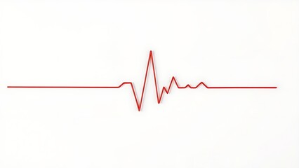 Fototapeta premium cardiac. Abstract heartbeat line illustration in red on a white background, representing vitality and simplicity. product launch decks.