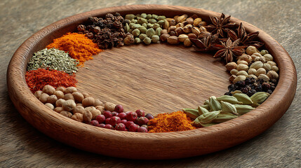 spices bowl  dry wooden ai genrative