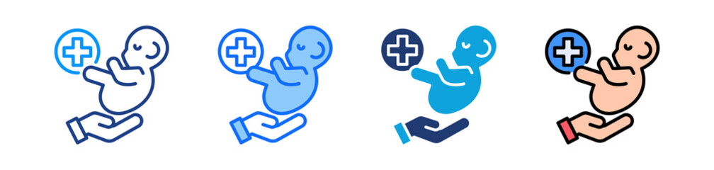 Fototapeta premium Pediatric Icon, Multiple Style Collection Set 