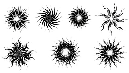 Collection of eight intricate black and white abstract floral swirl designs with varying patterns © @_ greta