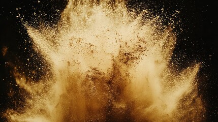Golden Powder Explosion on Black Background