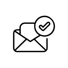 Request received line icon, black outline request status and notification symbol