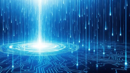 Abstract digital data stream flowing downwards and upwards