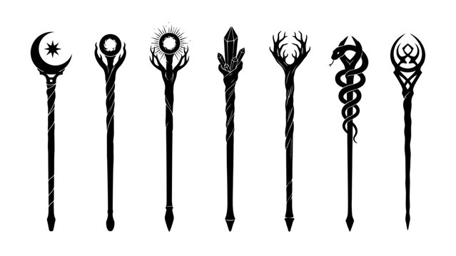 Magical Staffs with Mystical Symbols and Enchanting Designs for Fantasy Art