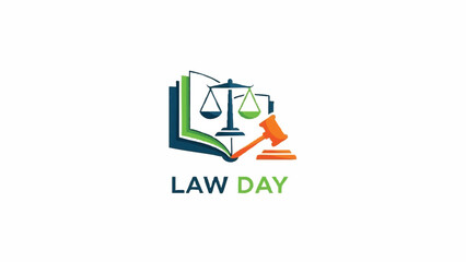 Law Day celebration with legal symbols and text.