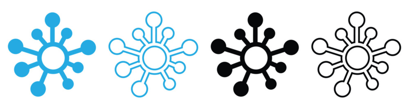 hub and spoke icon. network connection and central database vector icon set design for logo, website, app, UI, banner isolated on transparent background.