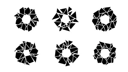 Abstract Circular Geometric Mosaic Design Featuring Broken Angular Shapes