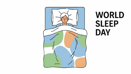 Person sleeping peacefully in bed on World Sleep Day celebration.