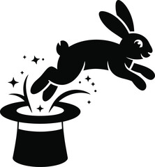 Rabbit jumping out of magician's hat