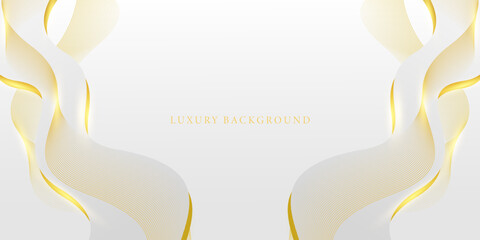 Luxury white and gold background with wavy lines, design for banner, poster, presentation, award, celebration