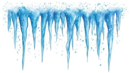 Icicles melting, winter scene, frozen, background, design element