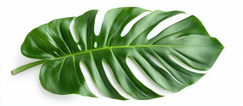 Single monstera leaf, white background, nature, design