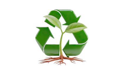 Recycling symbol with a growing plant