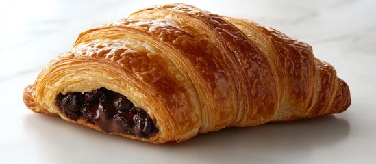 Chocolate Croissant on Marble; Bakery Pastry