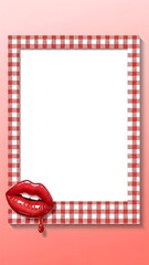 Red liquid lipstick glitter frame to celebrate Valentine's Day 