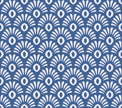 Seamless vector pattern with decorative floral elements. Minimalistic geometric design. Vintage elegant background.
