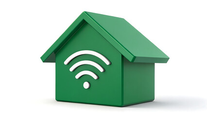Green smart home icon with Wi-Fi symbol, modern technology concept