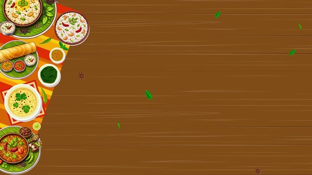 Delicious Indian Platter: Dosa, Rice, and Flavors Motion background video