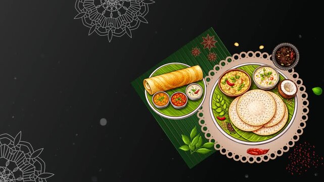 Authentic South Indian Feast: Dosa And Pesarattu Motion background video
