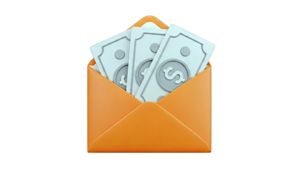 Orange Envelope with Dollar Bills