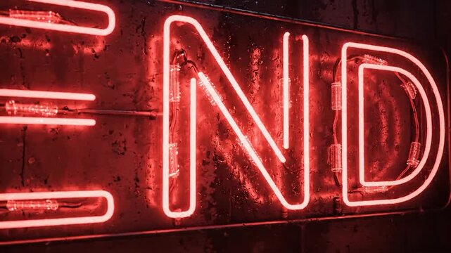 Neon End Sign in Dark Alleyway