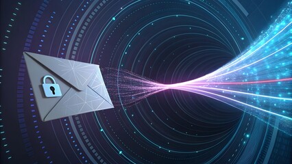 Abstract illustration of data streams entering a digital envelope