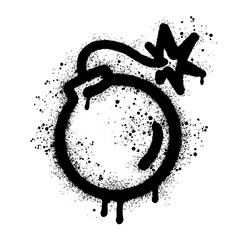A hand-drawn graffiti-style illustration of a round bomb with a burning fuse.
