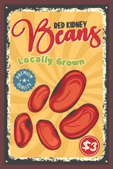 Retro Poster for Locally Grown Premium Red Kidney Beans