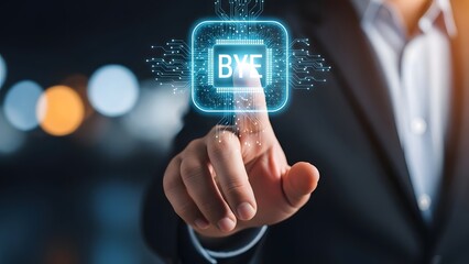 Businessman interacting with digital interface displaying dna
