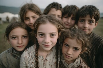 Fototapeta premium Smiling children from Bosnia and Herzegovina, everyday life
