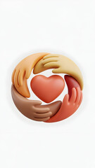 Diverse Hands Holding Heart Together.