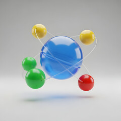 Colorful 3D Render of Atomic Structure Model.