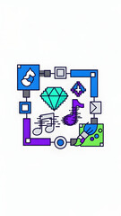 Digital Circuit Board with Music and Gem.