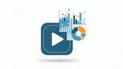 Video Play Button with Graphs and Charts.