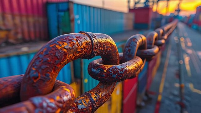 連結した鎖が産業と信頼のつながりを示す